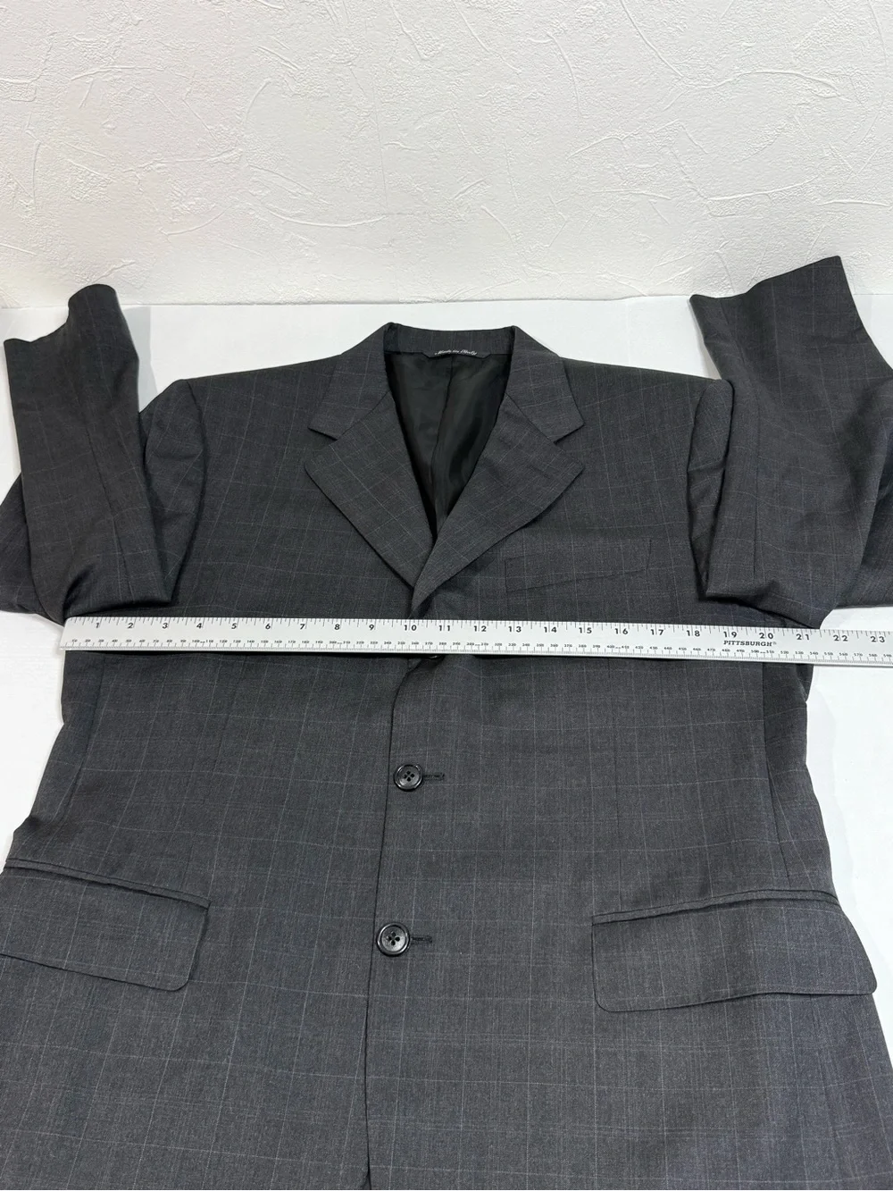 Canali Saks Fifth Avenue Mens 42R Wool Windowpane Blazer Sport Coat Italy Gray